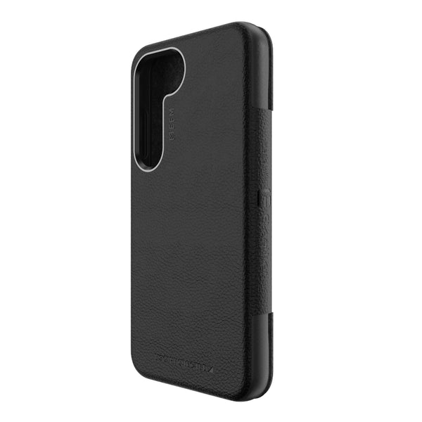 EFM Monaco Case Armour with ELeather and D3O 5G Signal Plus Technology For Samsung Galaxy S23 -  Black/Space Grey-Black / Space Grey