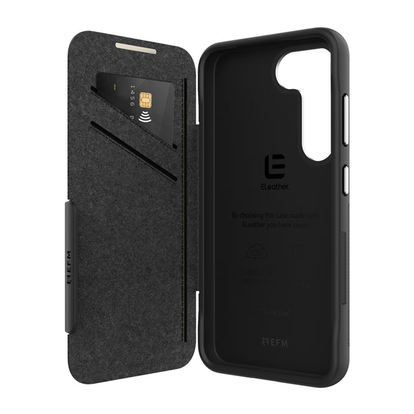 EFM Monaco Case Armour with ELeather and D3O 5G Signal Plus Technology For Samsung Galaxy S23 -  Black/Space Grey-Black / Space Grey