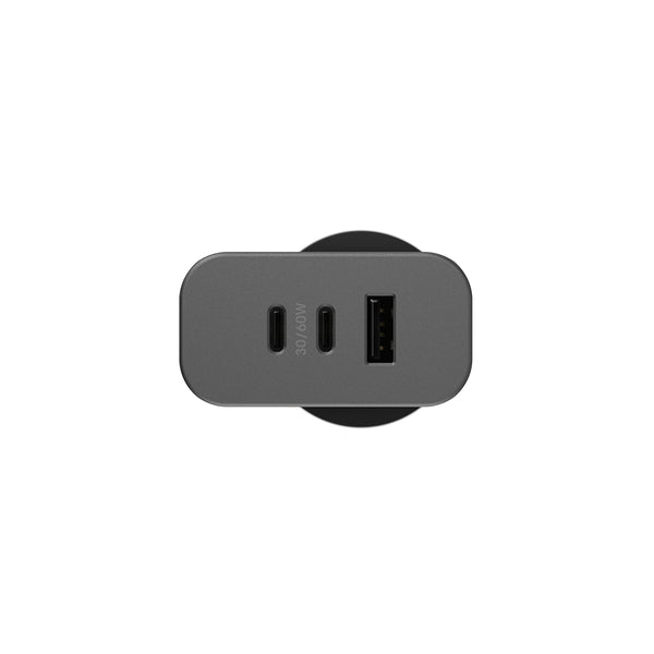 OtterBox Premium Pro Fast Charge 3 Port GaN Wall Charger 72W (USB-C 30W x 2 + USB-A 12W)-Black