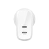 Belkin BoostCharge PRO Dual USB-C Wall Charger with PPS 60W - White-White