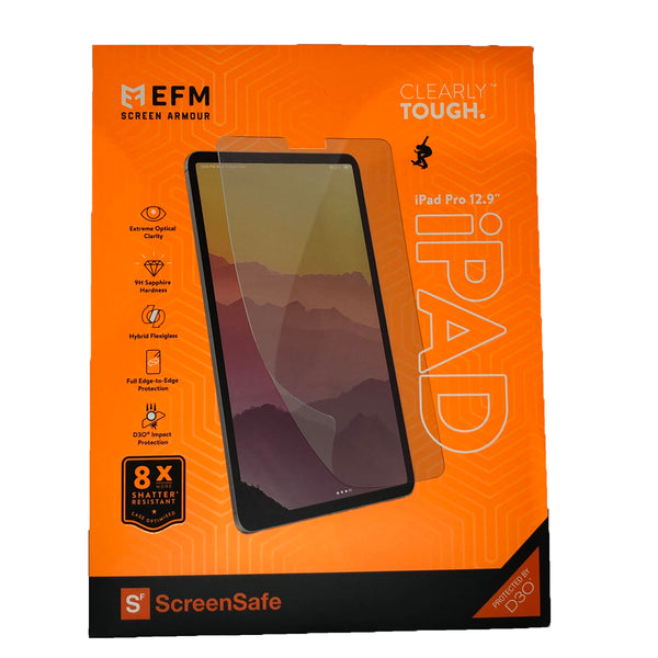 EFM ScreenSafe with D3O Screen Armour For iPad Pro 12.9-Clear / Black