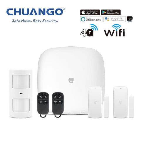 Chuango H4-LTE Self Monitored Pet friendly Smart Security Alarm Small DIY Kit