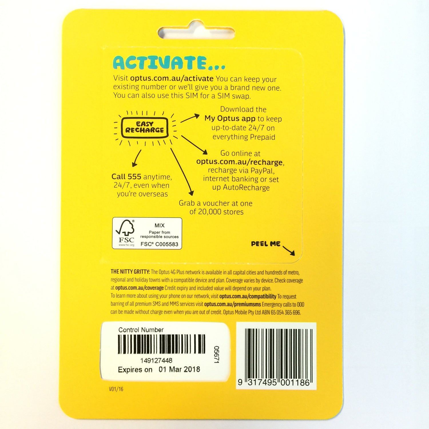 Australia mobile Optus prepaid SIM starter kit 5GB + Unlimited Talk and SMS