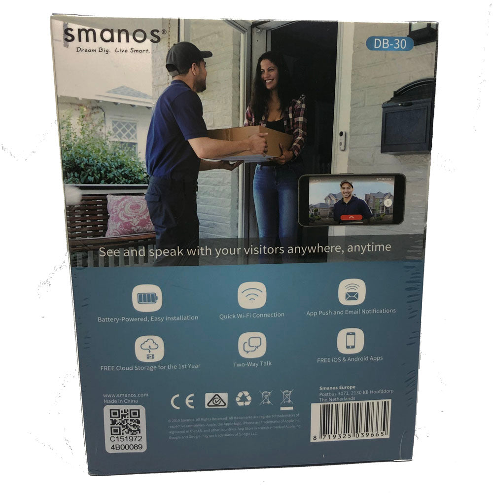 Smanos Intercom Smart Video Doorbell  & Chime Kit DB-30 AU STOCK