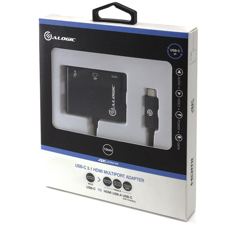 Alogic 15cm USB-C to HDMI USB 3.0 USB type C with Power Delivery (60W/3A) adapte