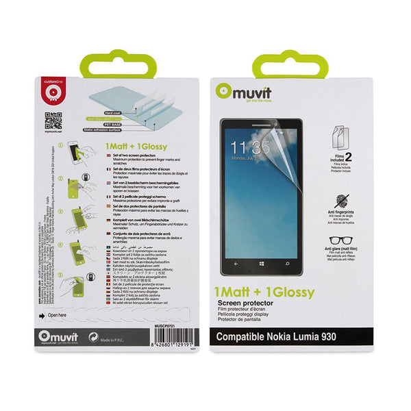 Muvit 1 Matt + 1 Glossy Screen Protector for Nokia Lumia 930