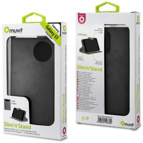 Muvit Slim Folio Stand Case 3 Card Slots For Samsung Galaxy S5 - Black - :) Phoneinc