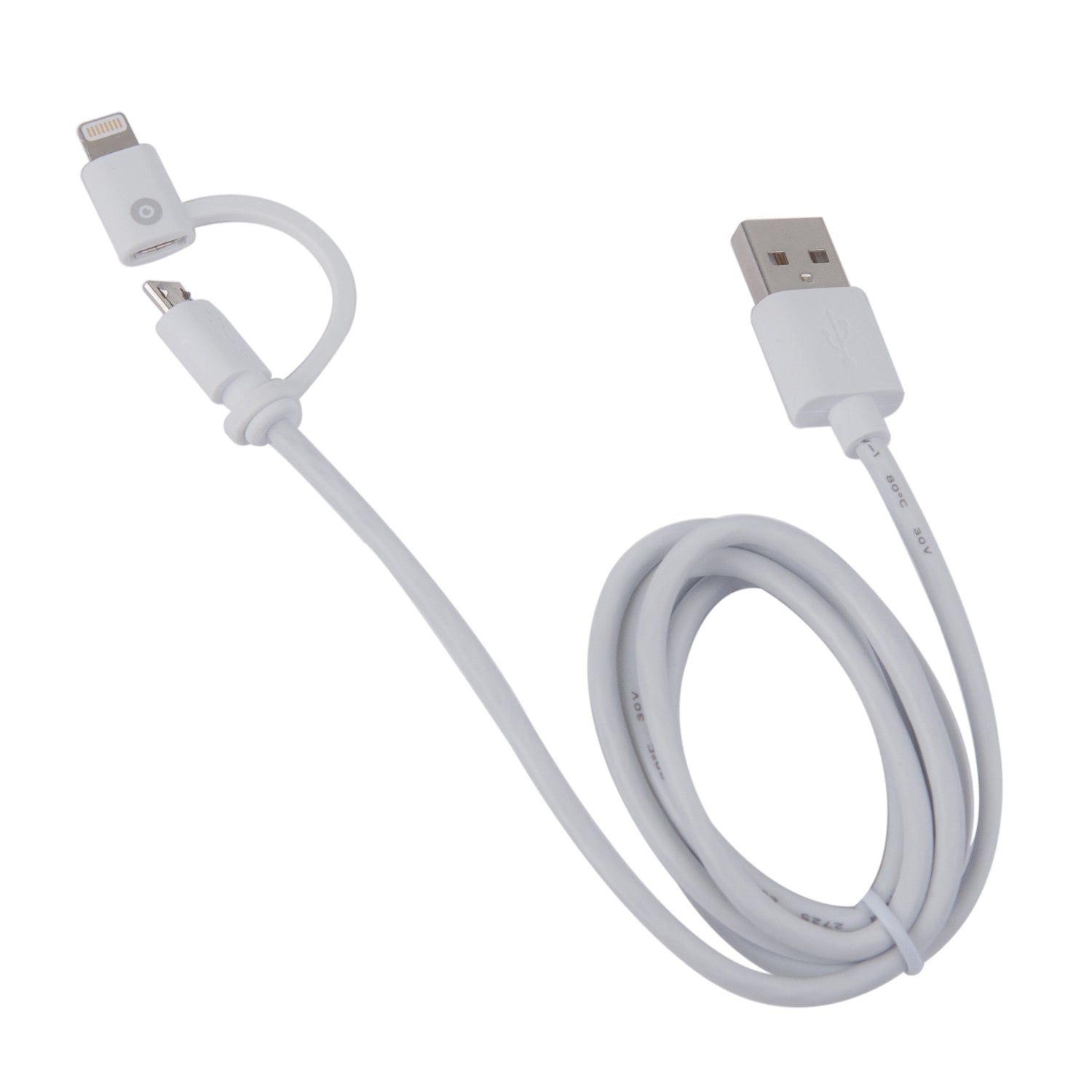 Muvit Dual Plug 2.1A MFI Sycn Cable Micro USB and Lightning plug