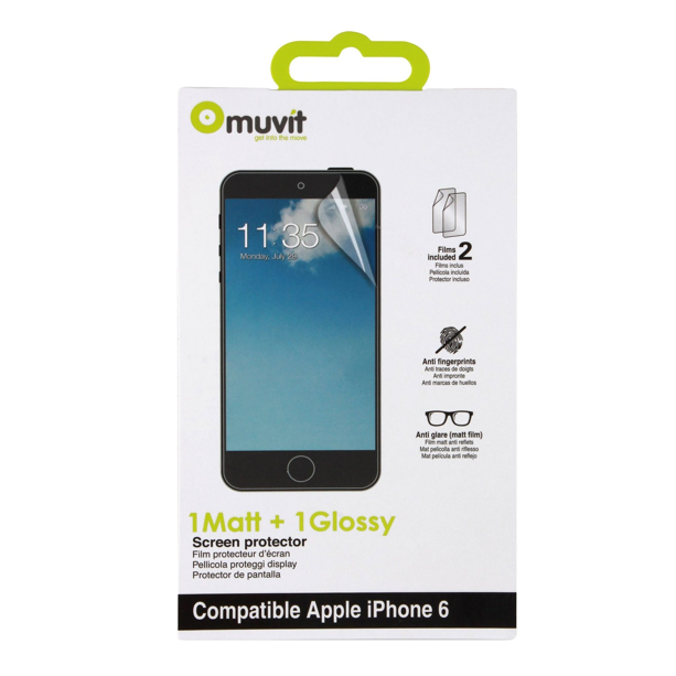 Muvit 1 matt + 1 Glossy Screen Protector for iPhone 6 - :) Phoneinc