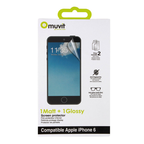 Muvit 1 matt + 1 Glossy Screen Protector for iPhone 6 - :) Phoneinc