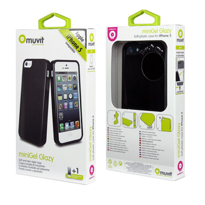 Muvit black miniGel case for iPhone 5/5s with Screen Protector - :) Phoneinc