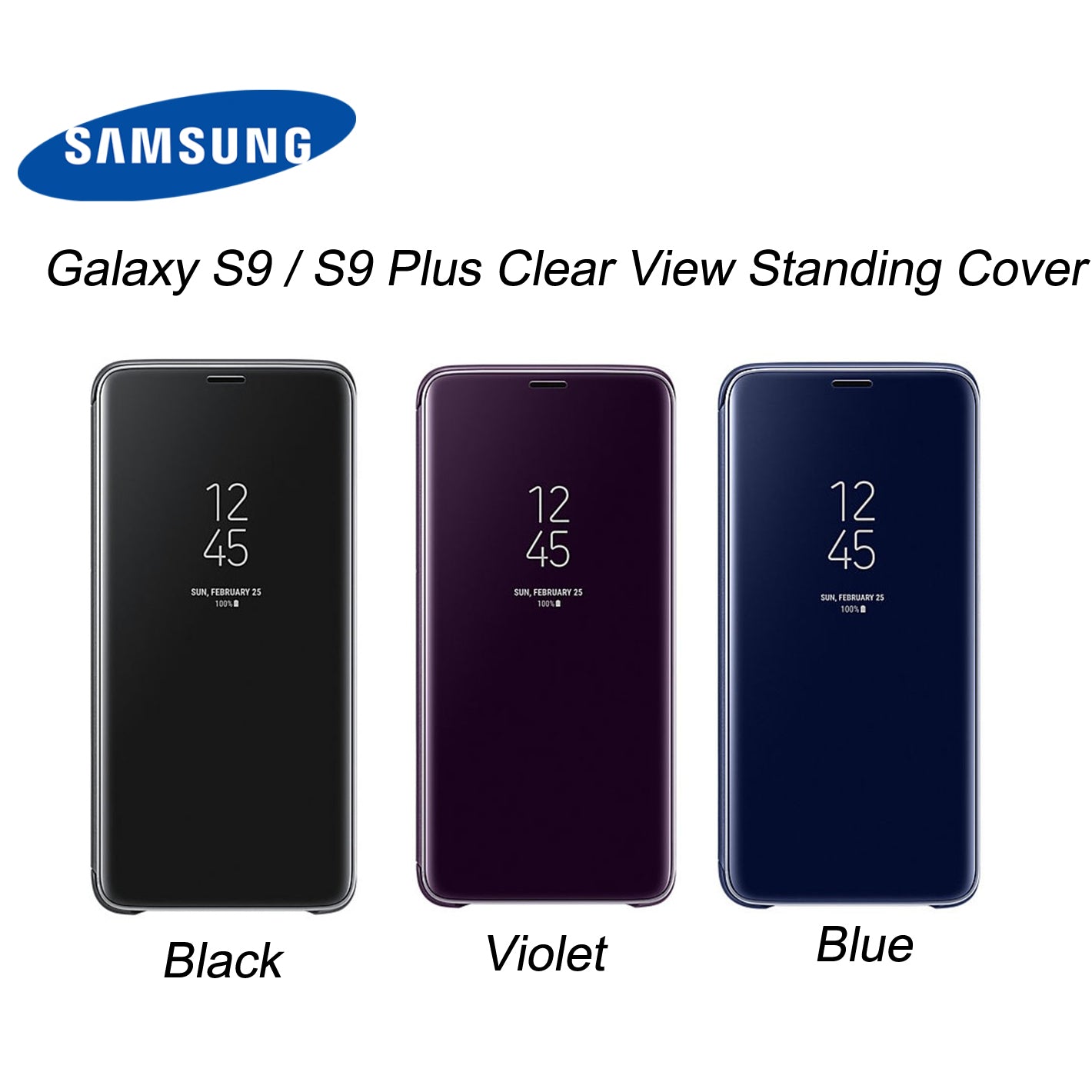 Clear View Flip Cover Stand for Samsung Galaxy S9 (5.8") /  S9 Plus (6.2")