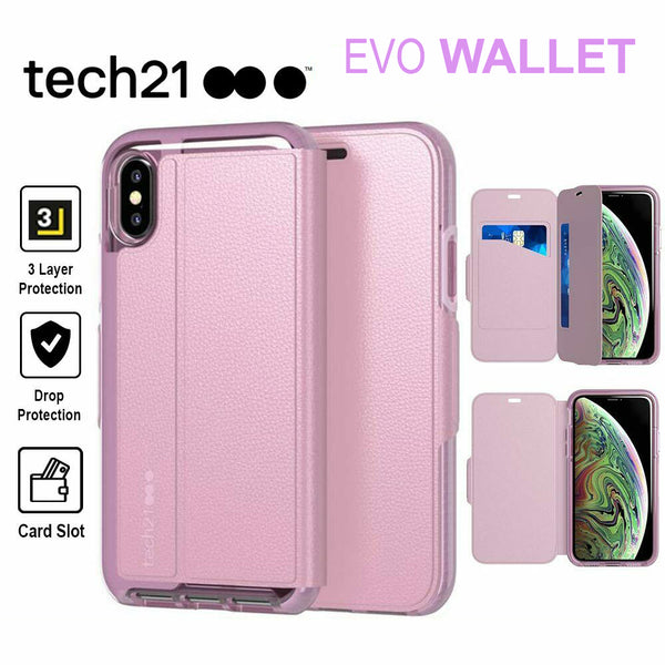 Original Tech21 Evo Wallet for iPhone X/ Xs  (5.8"),  XR (6.1") , Xs Max  (6.5")- Orchid   AU Stock