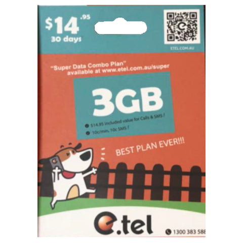 E.Tel 4G/LTE Super Data Combo SIM Starter Pack (free shipping)