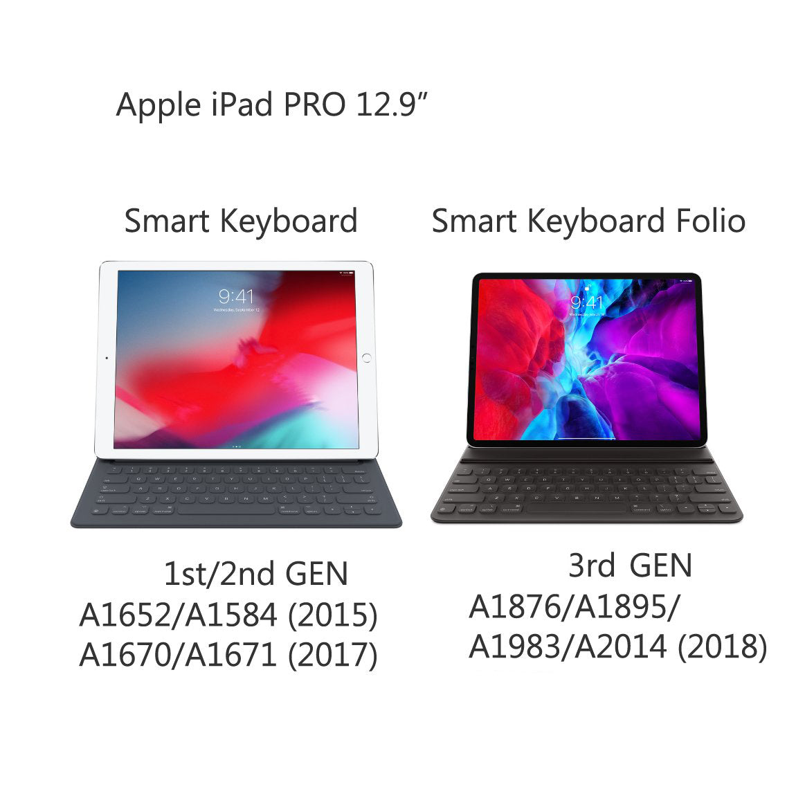 Original Apple iPad PRO 12.9" Smart Keyboard Folio 1st/2nd GEN or 3rd GEN