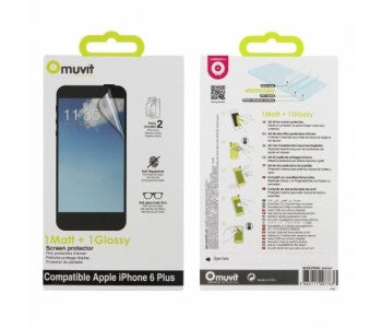 Muvit 1 matt + 1 Glossy Screen Protector for iPhone 6 Plus - :) Phoneinc