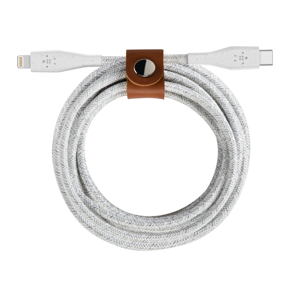 Belkin BOOSTCHARGE DuraTek USB-C to Lightning Connector and Strap - White AU