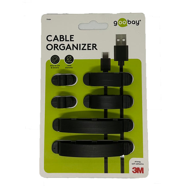 Goobay  cable organizer Desk/Wall Cable clip Black with 3M self-adhesive