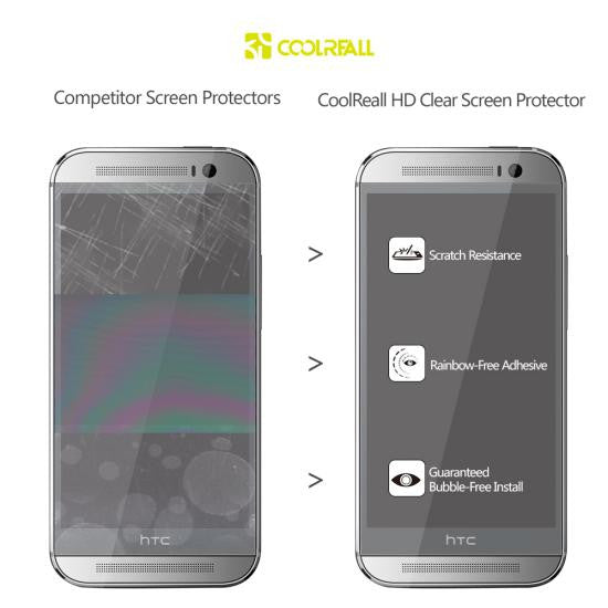 CoolReall™ HTC One M8 High Defintion (HD) Clear Screen Protectors - :) Phoneinc
