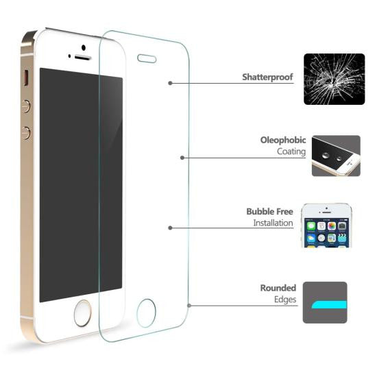 CoolReall™ For Apple iPhone 5/5S/5C Tempered Glass Screen Protector Film with Blue Light Protection