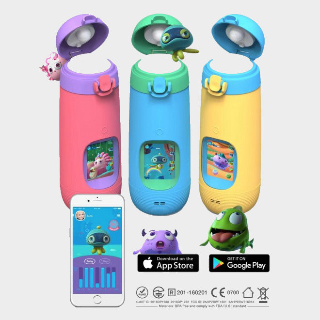 Gululu Interactive Smart Water Bottle Kidsafe certified with free smartphone App
