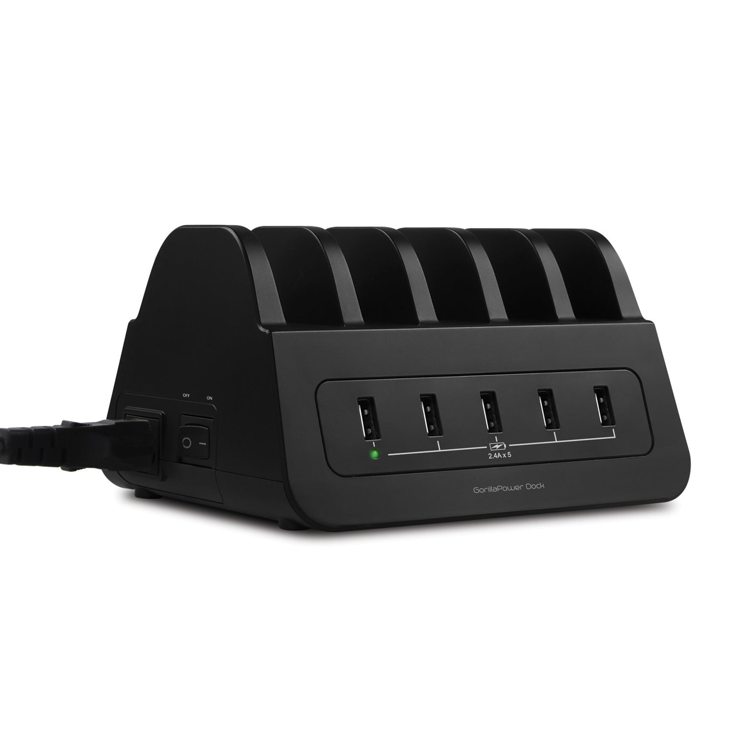 Gorilla Power Dock 5-Port 60W USB Charging Dock With 2 Way Power Socket