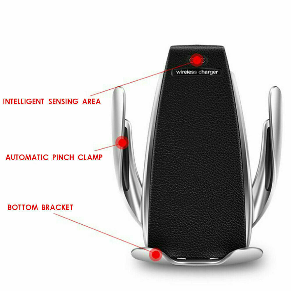 Auto Clamping Mobile Phone Car Holder with Qi Fast wireless Charging for 4"~5.7"