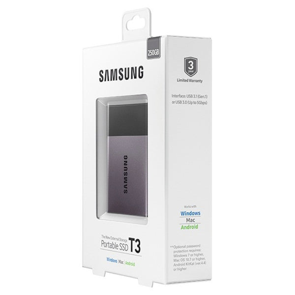 Samsung Portable SSD T3 250GB / 500GB Pocket Drive USB3.1 Type-C Up to 4x faster