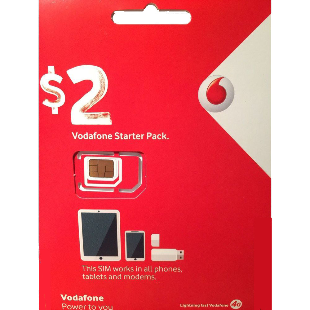 Vodafone $2 prepaid Starter Kit SIM 5PK